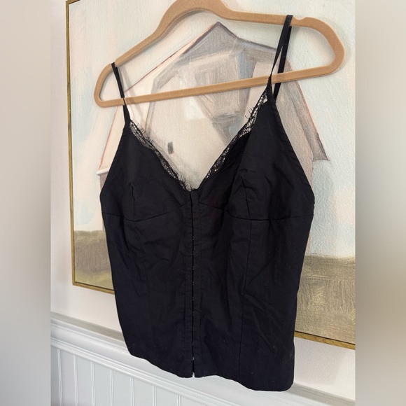ZARA Black Corset Lace Edge Tank Top NWT Size - Picture 3 of 5